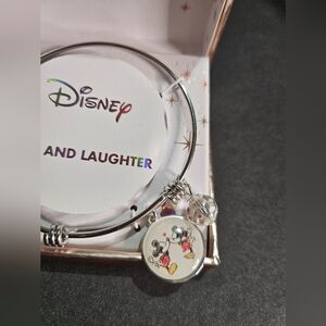 Disney “Love and Laughter” Fine Silver Plated Minnie & Mouse Bangle Bracelet